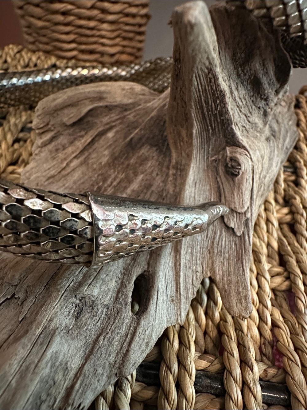 Vintage Whiting & Davis silver mesh snake choker wrap necklace or bracelet - Picture 11 of 13
